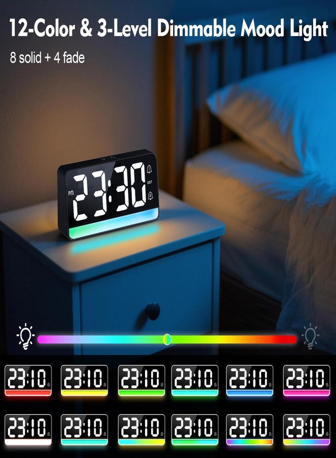 ALANAS 7" Large Digital Alarm Clock with RGB Color Changing Night Light，Dual Alarms, USB Charging, Snooze, Adjustable Brightness, Loud for Heavy Sleepers for Bedroom, Desk, Kids, Teens, Adults - Image 2